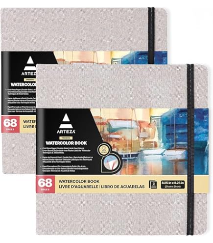 Handbook Journal Co. Quaderno Per Acquerello 200 GSM – Copertina In Lino Naturale – Formato Quadrato 21x21 Cm