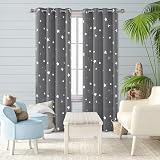 Deconovo Star Foil Printed Thermal Blackout Curtains 2 Panels 66x90 Grey view 2