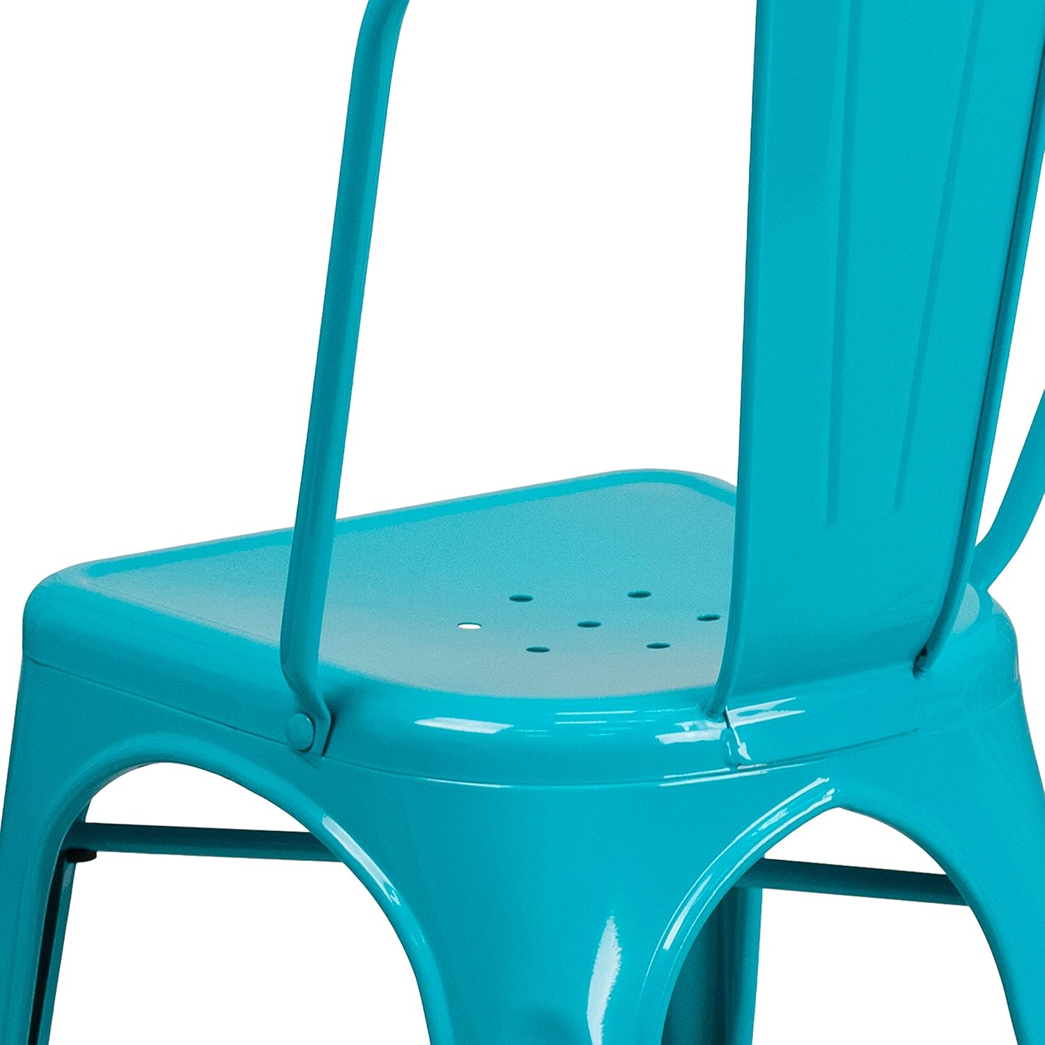 Flash Furniture Commercial Grade 4 Pack Crystal Teal-Blue Metal Indoor-Outdoor Stackable Chair: Garden & Outdoor