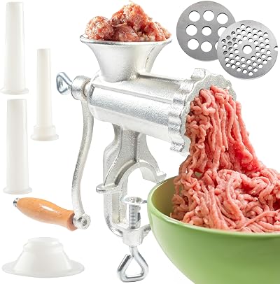 CucinaPro Meat Grinder with Tabletop Clamp - Cast Iron & 3 Disks