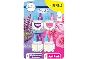 Febreze Plug In Air Freshener for Home and Bathroom and Kitchen, Long Lasting for Strong Odors, Downy April Fresh & Mediterri