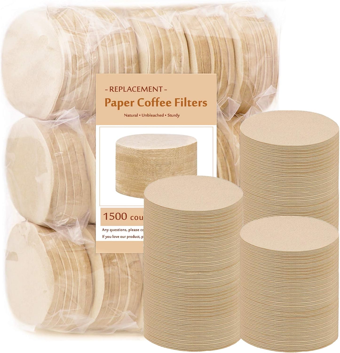 Replacement Paper Coffee Filters 1500 Pieces Round Coffee Filter