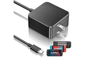 Feirsh 60W Charger for Nintendo Switch 2 & Steam Deck - PD 3.0 Fast Charging Power Supply with 5.9FT Cable, 4K TV Dock Support, 20V/3A Replacement AC Adapter for Switch 2/ OLED//Lite//Phone