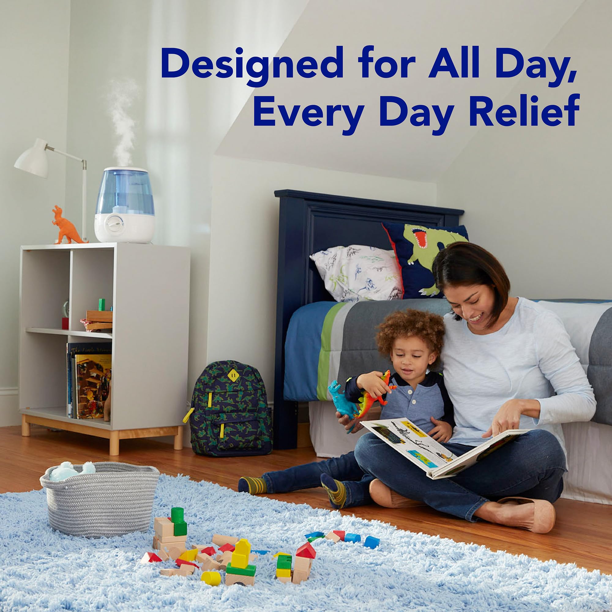 Vicks Filter-Free Ultrasonic Humidifier, Recommended by Pediatricians*, 1.2 Gal Ultrasonic Cool Mist Humidifiers for Bedrooms & Kids Rooms, Works with Vicks VapoPads