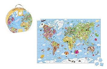 Janod Hat Box Puzzle - Giant World Map Puzzle