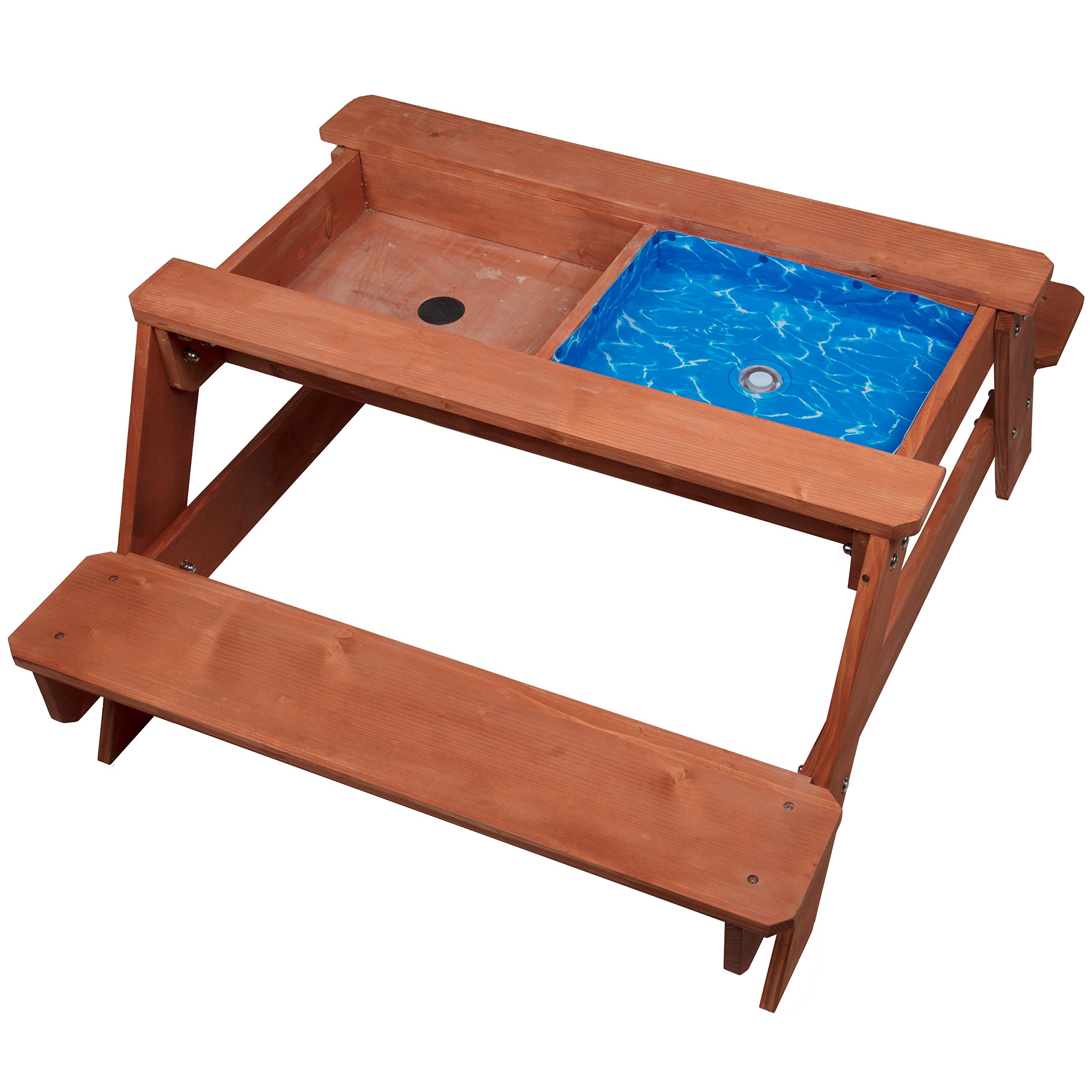 Svan 3 in 1 Sand & Water Indoor/Outdoor Picnic Table - Kids Activity Set with Removable Top & Dual Drains for Easy Cleaning (43 X 35 X 19)- Safe & Fun Sandbox Play- Wooden Playbox Boys Girls Gift
