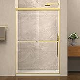 ENSO SENKA 44-48" W x 72" H Semi-Frameless Bypass Sliding Shower Door, Easy-to-Clean Treated Clear Tempered Glass, Brushed Go