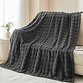 NEWCOSPLAY Throw Blanket for Couch Dark Grey Super Soft Flannel Fleece 3D Bubble Lightweight Bed Blanket All Season Use (Dark Grey, Throw(50"x60"))