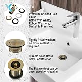 Xcel Home Brushed Gold Unslotted Click Clack Basin Waste | Round Brass Pop Up view 5