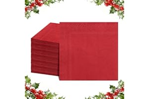 NatNarr 120 Pcs Red Napkins,Christmas Cocktail Napkins Disposable Beverage Dessert Napkin Holiday Napkin for Christmas Birthday Wedding Baby Shower, 5 x 5 Inch