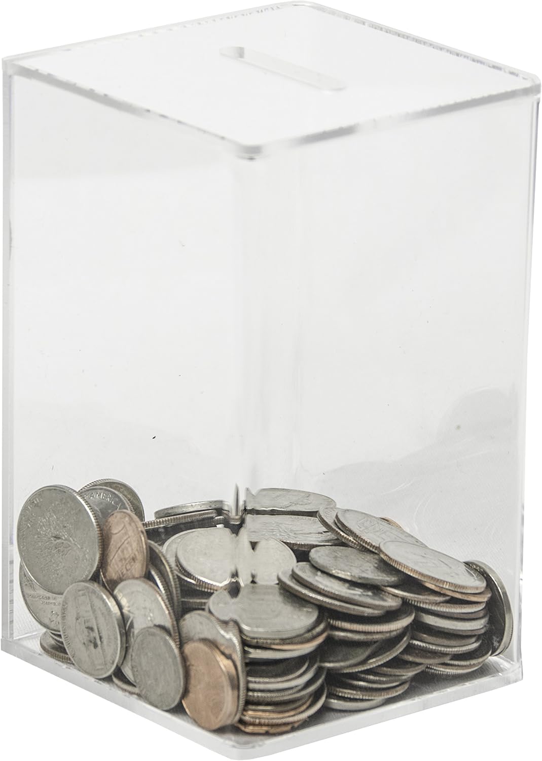 ClearAd Coin Box with Lock 5x3x5 Acrylic Tip Box Money Collection Box Cash