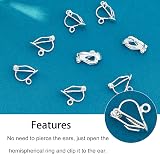 PH PandaHall 50pcs Clip-On Earring Hooks Non-Pierced Findings 13x6x7mm Silver view 4