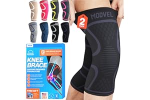 Modvel 2 Pack Knee Brace for Women & Men - Workout Knees Compression Sleeve for Knee Pain Relief Joint Support for ACL, Arthritis, Meniscus Tear Knees Brace for Sports, Rodilleras para Gym Fitness