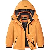 WICKHAM Girl's Waterproof Ski Jacket Winter Warm Fleece Lined Snow Windproof Jackets Removable Hood Ski Coat for Kids