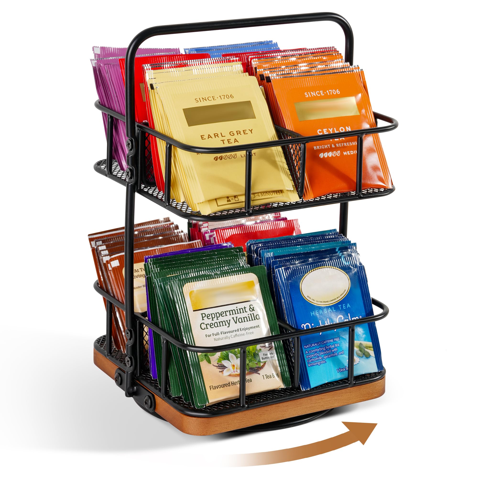 Photo 1 of ***MISSING PARTS***
Rotation 2 Tier Tea Bag Organizer, Iron Art Tea Organizers, Acacia Wood Stand Teabag Holder with Handle Easy to Move and 8 Basket Tea Caddy for Tea Bags Organizer for Pantry, Kitchen, Gift Giving