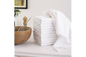DG Collections Flour Sack Dish Towels for Kitchen, Set of 4 (27 x 27 Inches), Multi-use White Kitchen Towels, 100% Cotton, Highly Absorbent Hand Towels, Tea Towels for Embroidery, and Print - White