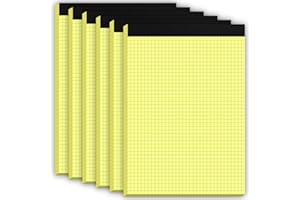 PINJINGPRO Graph Paper Pad, Quad Ruled Paper Tablets, 4x4 Grid Paper, 8.5 x 11 Graphing Paper Lined Notepad, Draft Paper Yellow Writing Pads, Double Sided, Squared Paper for Office Home School Supply, Pack of 6