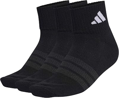 Kit de 3 pares de meias de roupa desportiva para adultos unissex almofadadas até ao tornozelo, preto/preto/branco, 37-40