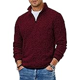Dokotoo Men 2025 Quarter Zip Warm Fleece Sweater Pullover Fall Winter Thermal Casual Golf Sweaters with Pockets