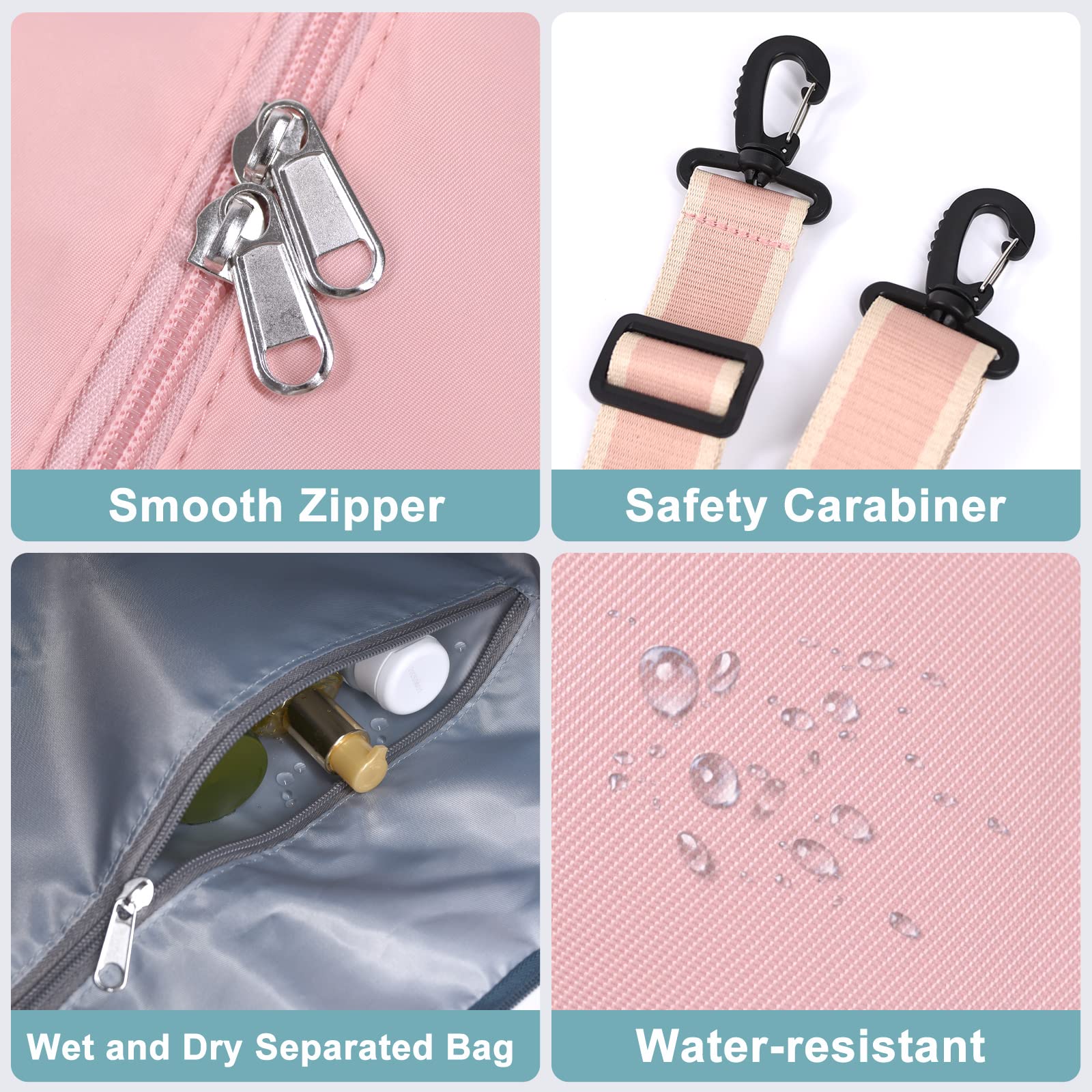 DMLuna Travel Duffel Bag, Tote Sports Gym Bag, Shoulder Overnight Weekender Bag for Women & Men, Hospital bag, Expandable Duffel Bag with Trolley Sleeve/Wet Pocket