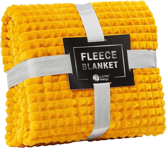 GREEN ORANGE Throw Blanket for Couch 51x67, Lightweight, Yellow Soft, Plush