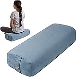 Florensi Yoga Bolster Pillow - Luxurious Velvet Bolster for Restorative Yoga - Large Rectangular Cushion with Carry Handle - 