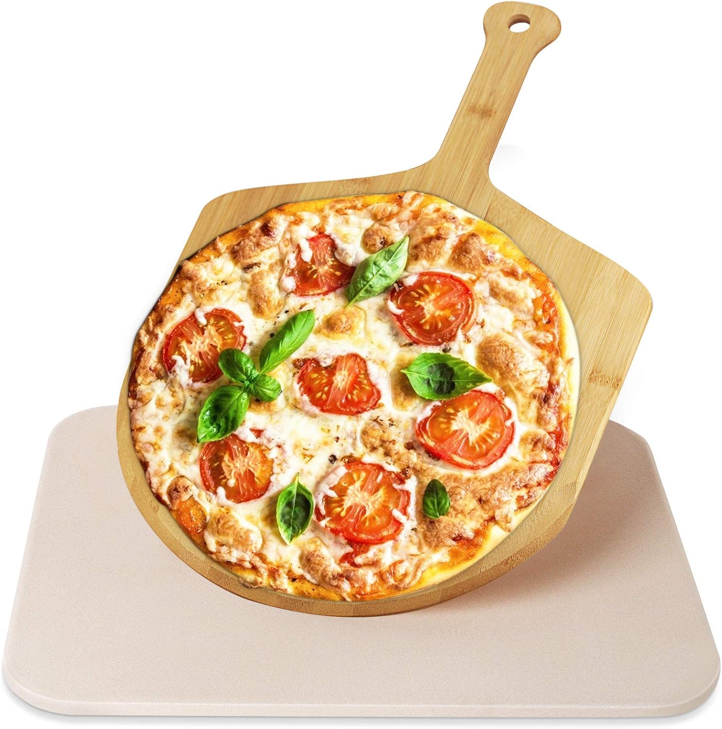 Amazon Com Jesdoo Pizza Stone For Oven And Grill 15 X 12 Inch Baking Grilling Stone With Bamboo Pizza Rectangular Plate Heat Resistant Cordierite Cooking Stone For Pizza Pies Pastry Bread Calzone Garden