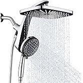 High Pressure Rain Shower Head: Upgrade Shower Heads with Handheld Spray Combo with Fixed Showerhead and 10 Sprays Handheld Shower Head, Detachable Shower head Built-in Magnetic Docking and Power Jets