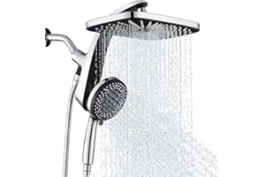 BOZYBO High Pressure Rain Shower Head: Upgrade Shower Heads with Handheld Spray Combo with Fixed Showerhead and 10 Sprays Handheld Shower Head, Detachable Shower head Built-in Magnetic Docking and Power Jets