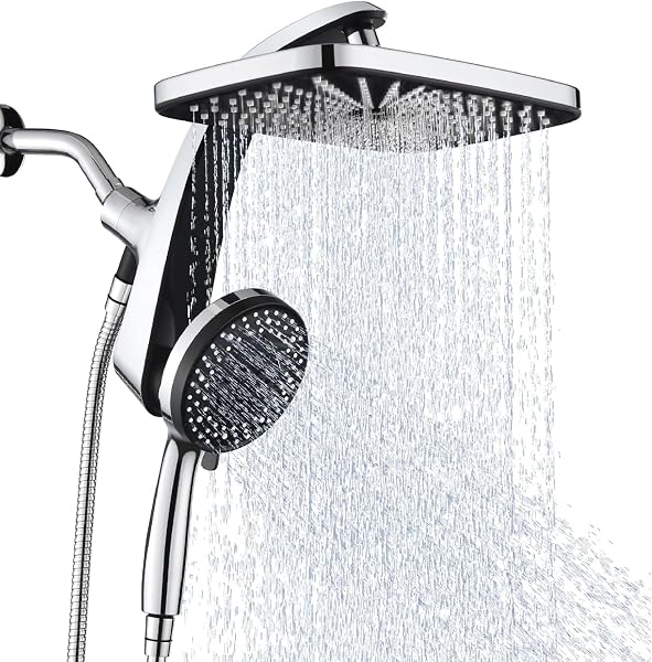 12" High Pressue Rain Shower Head with Handheld, 9 Sprays Hand Showerhead | Shower Heads with Handheld Spray Combo, Dual Head