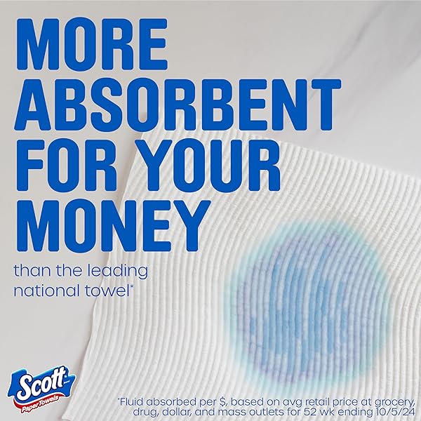 SCOTT PAPER TOWELS, CHOOSE-A-SHEET, 6 DOUBLE ROLLS = 12 REGULAR ROLLS (108 SHEETS PER ROLL)