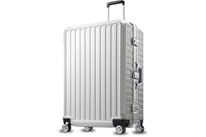 LUGGEX 28 Inch Luggage with Aluminum Frame, 95L Polycarbonate Zipperless Checked Large Luggage, Hard Shell Suitcase 4 Metal Corner