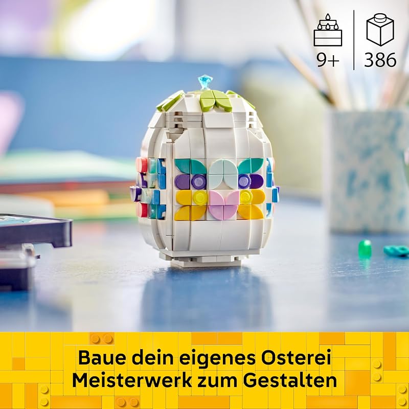 Verziertes Osterei - Mit bunten Elementen, goldenem Herz & Edelstein - Kreative Kinderzimmer Deko - DIY Set zum Bauen und Sammeln - Geschenk für Mädchen & Jungen ab 9 Jahren - 40816