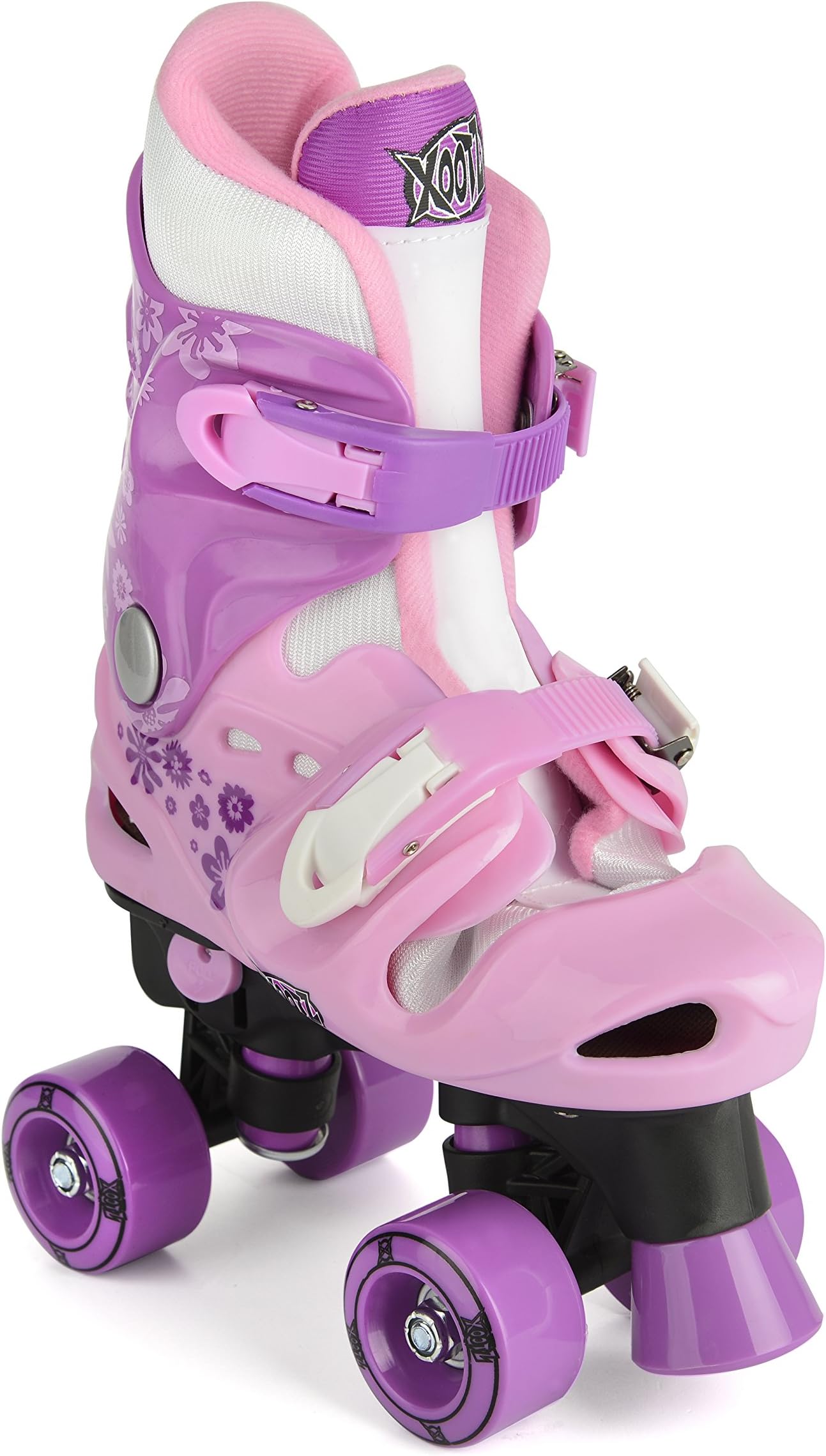 Xootz Girl's Quad Adjustable and Padded Roller Skates - Pink/Purple, Size 13 - 3 UK (32-36 EU)