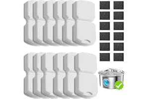 UMOCUOY Cat Water Fountain Filter: 24 Pet Fountain Replacement Screen for Stainless Steel - 12 Carbon Filters & 12 Foam Filters - Suitable for Cat Water Fountain Stainless Steel S17