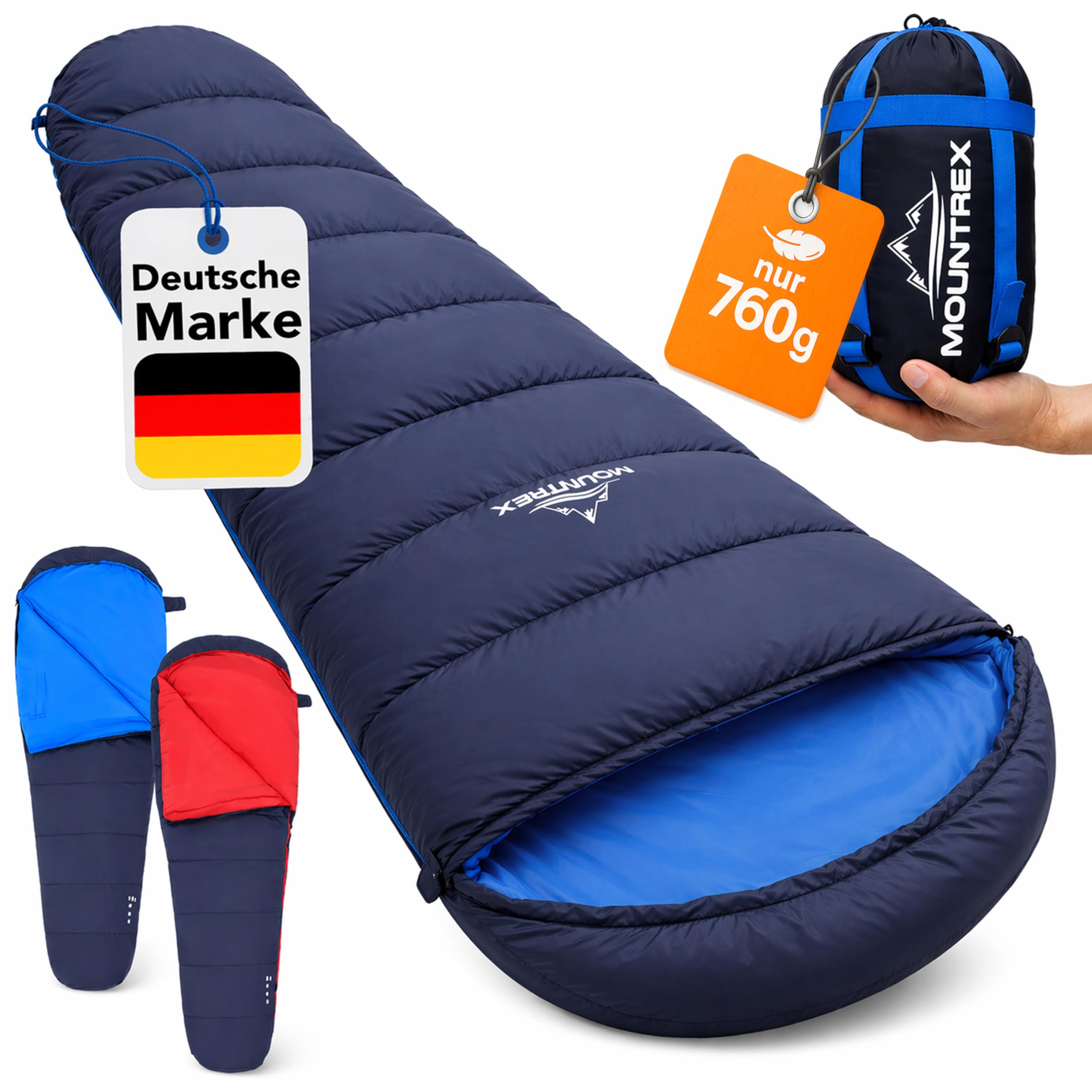 MOUNTREX Schlafsack Sommer - Sommerschlafsack Kleines Packmaß Ultraleicht