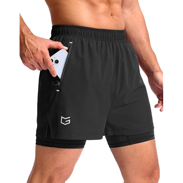 Pudolla Men's 2 in 1 Running Shorts 5