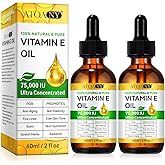 Vitamin E Oil for Skin 75,000 IU – 2 Pack Vitamin E for Face, Hair, Scars, Nails, Ultra-Hydrating Body Oil for Dry Skin Wrinkles,Cold-Pressed, Non-GMO, Skincare Formula –2 Fl Oz