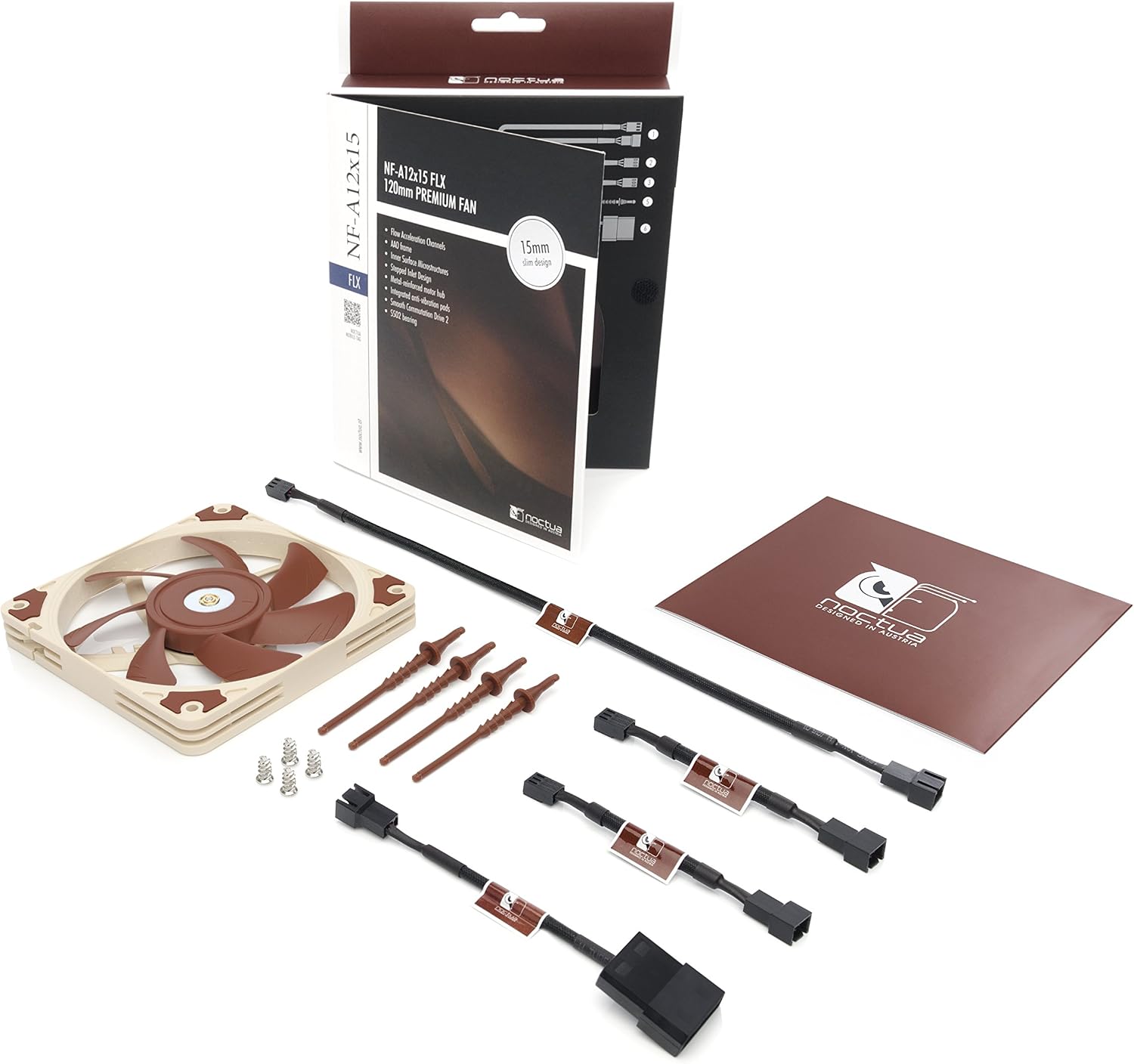 Noctua NF-A12x15 FLX, Premium Quiet Slim Fan, 3-Pin (120x15mm, Brown), beige / brown, 120x120x15 mm - Image 5