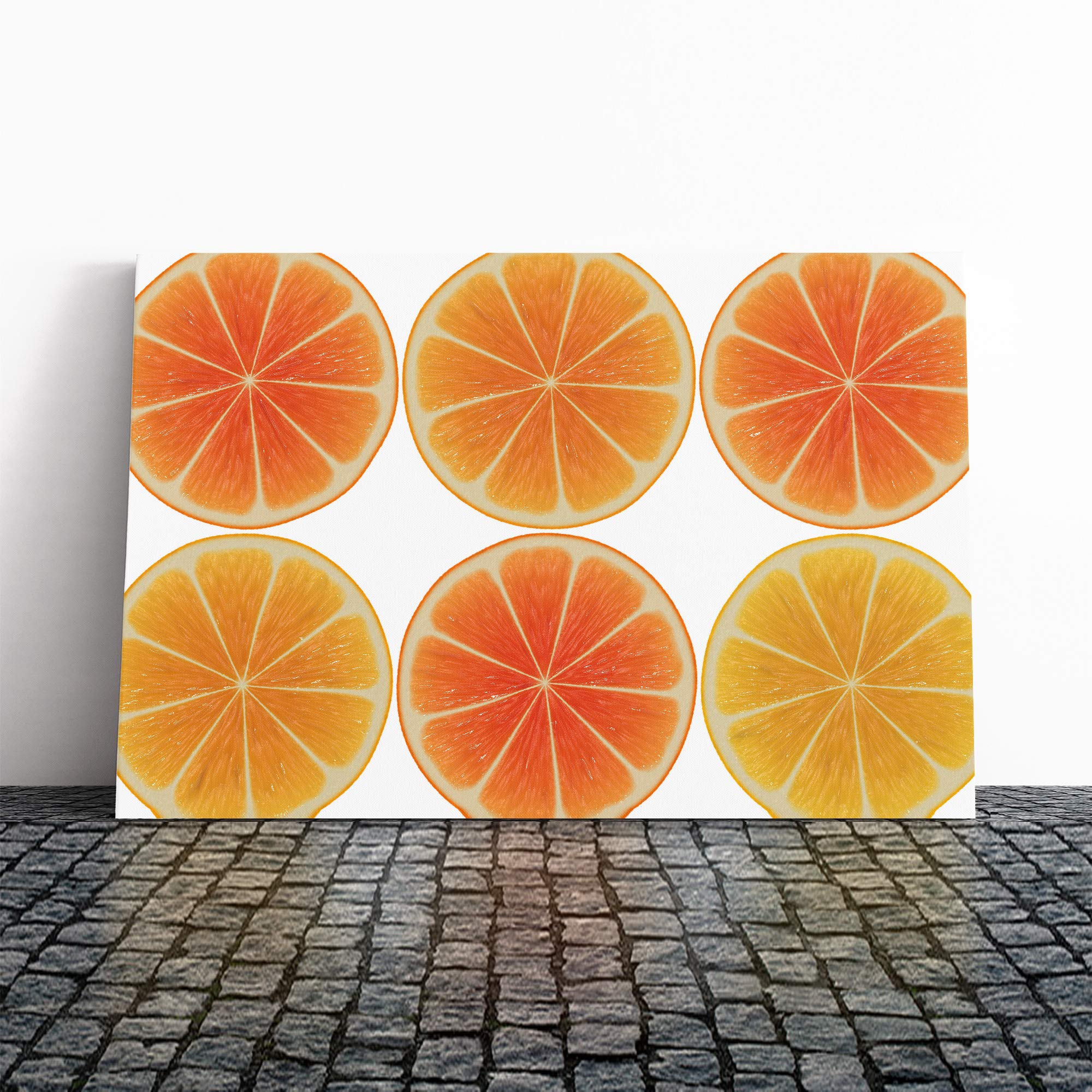 Orange Slices Canvas Print | Gallery Wrapped 30mm Frame Wall Art | 20x14 inches | Ready to Hang | Modern Still Life Picture | Living Room Bedroom Lounge Office