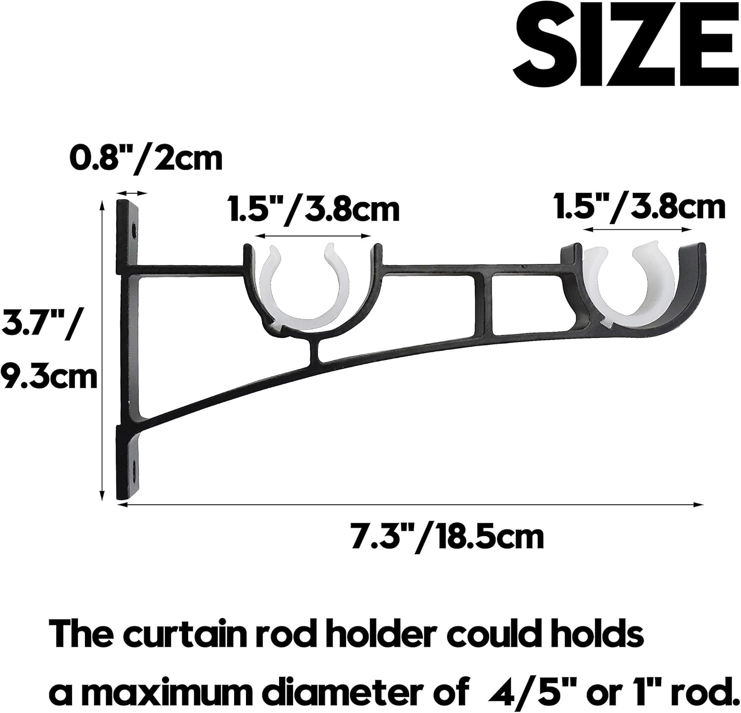 AddGrace Double Curtain Rod Brackets Set of 4 for Drapery Rod Window Hardware Rod Holders (Black): Home Improvement