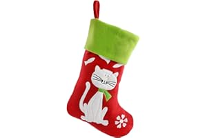 WEWILL Lovely Embroidered Cat Christmas Stockings for Kitty Pets Ideal Xmas Holiday Party Gifts for Kitty Pet 18-Inch Long(Cat)