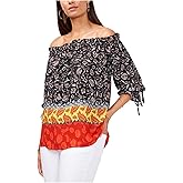 Vince Camuto Womens Printed Off The Shoulder Top Black S