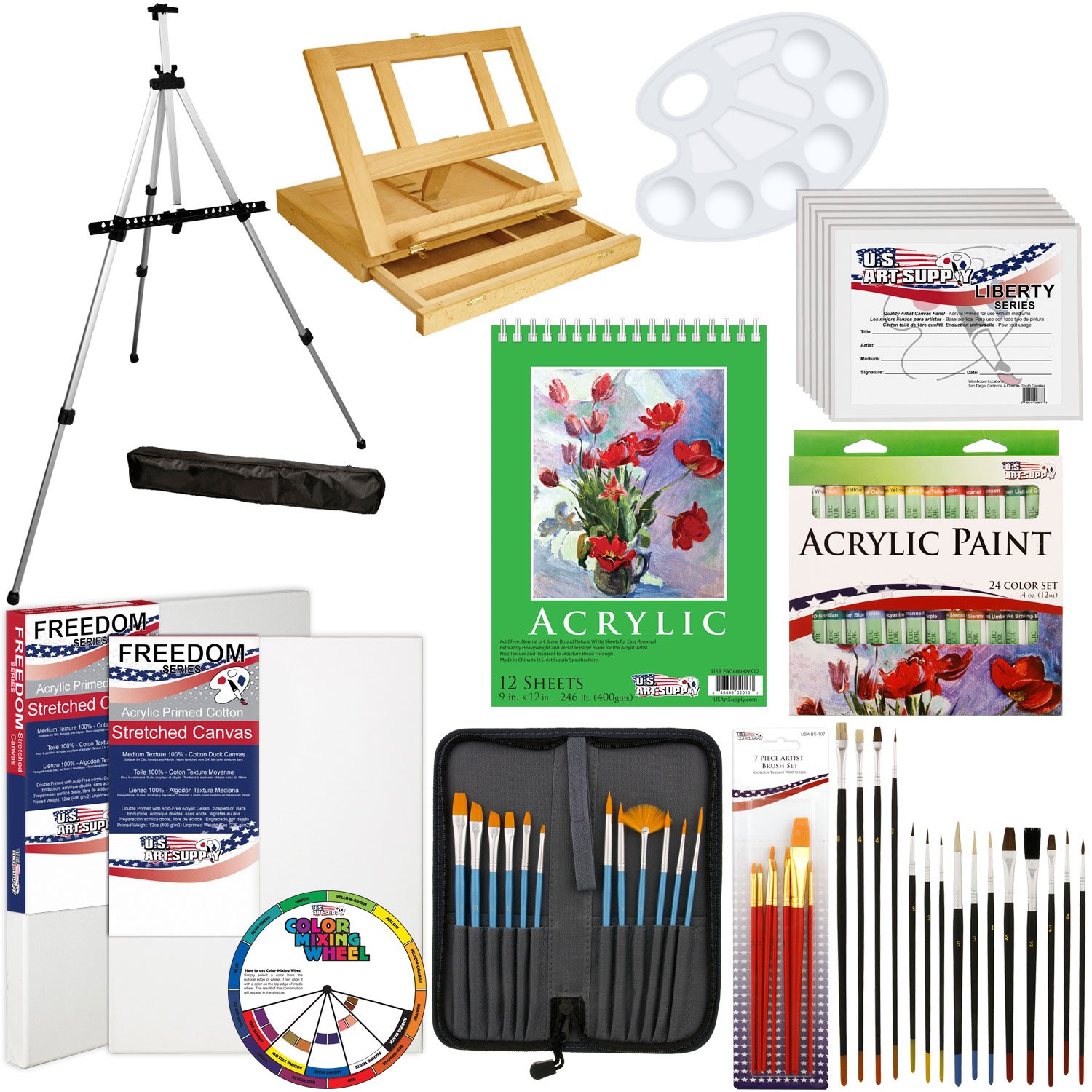 Best us art supply 21-piece oil painting set with table easel