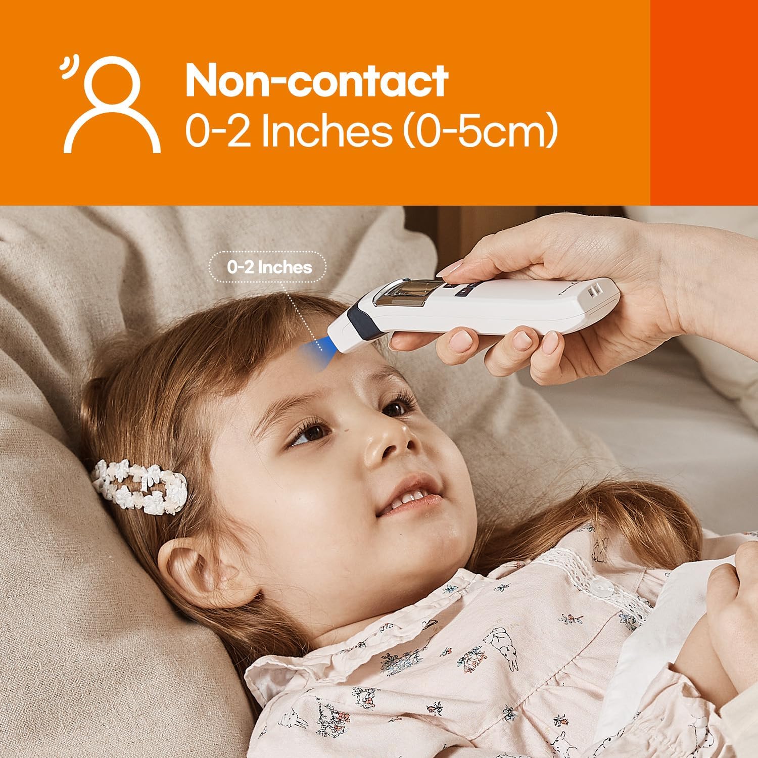 HubiBaby No-Touch Forehead Thermometer, Digital Infrared Thermometer for Adults and Kids, Baby Thermometer with Fever Alarm Fast and Accurate,Ideal for Whole Family (White)