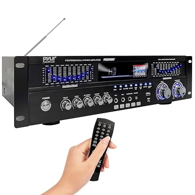 Pyle 6-Channel Bluetooth Hybrid Home Amplifier - 1600W Home Audio Rack Mount Stereo Power Amplifier Receiver w/ Radio, USB/AUX/RCA/MIC, HD/OPT/COAX, AC-3, DVD Inputs, Dual 10 Band EQ - PREA90WBT