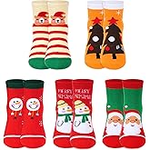 Nydotd 5 Paris Kids Christmas Winter Socks Thick Cotton Warm Crew Socks for Girls Boys Xmas Gift