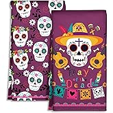 Miss Adola Day of The Dead Kitchen Towels - Halloween Towels Kitchen 18x26 Inches Microfiber Set of 2 Holiday Themed Dish Towel for Home Decoration, Absorbent Hand Towel with Hanging loop, Music Skull