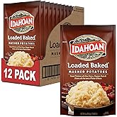 Idahoan Loaded Baked Instant Mashed Potatoes | 4oz - Pack of 12 | Real Idaho Potatoes, Sour Cream and Cheese | Bacon Taste | Rich &amp; Creamy | Quick and Easy to Prepare Side Dish or Dinner Meal