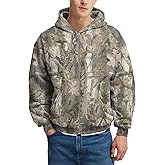 MSBESYOR Mens Camo Zip Up Hoodie Fleece Hunting Jacket Maple Leaf Print Oversized Long Sleeve Hooded Sweatshirt